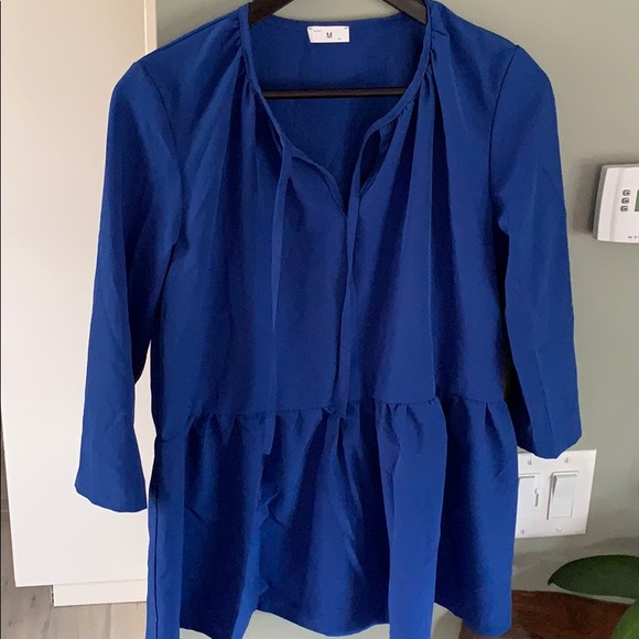 Royal Blue Peplum Blouse Size Medium - Picture 1 of 4